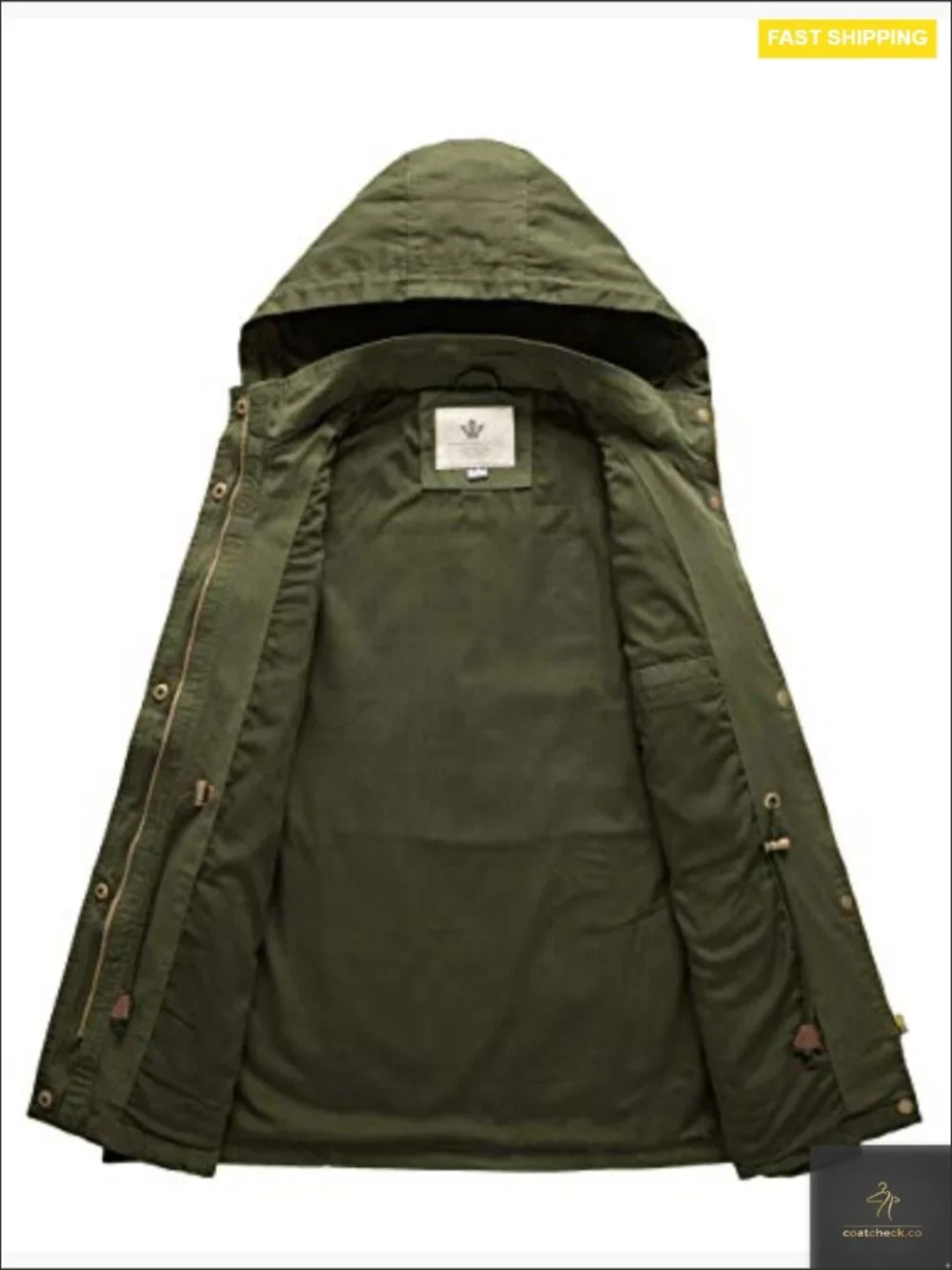 Slim Fit Anorak Jacket with Hood Utility Pockets Cotton Relaxed Casual Coat - Picture 4 of 7